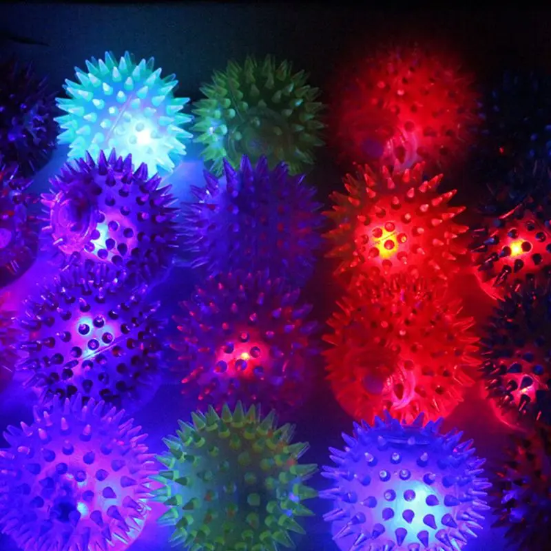

5 Pcs Light-up LED Bite Ball Dog and Cat Flashing Sensory Fun Blinking Spiky Pet Toy