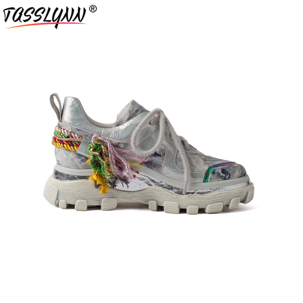 

TASSLYNN 2021 Women Shoes Genuine Leather Womens Platform Heels Basic Round Toe Lace-up Shoes for Women Spring/Autumn Shoes