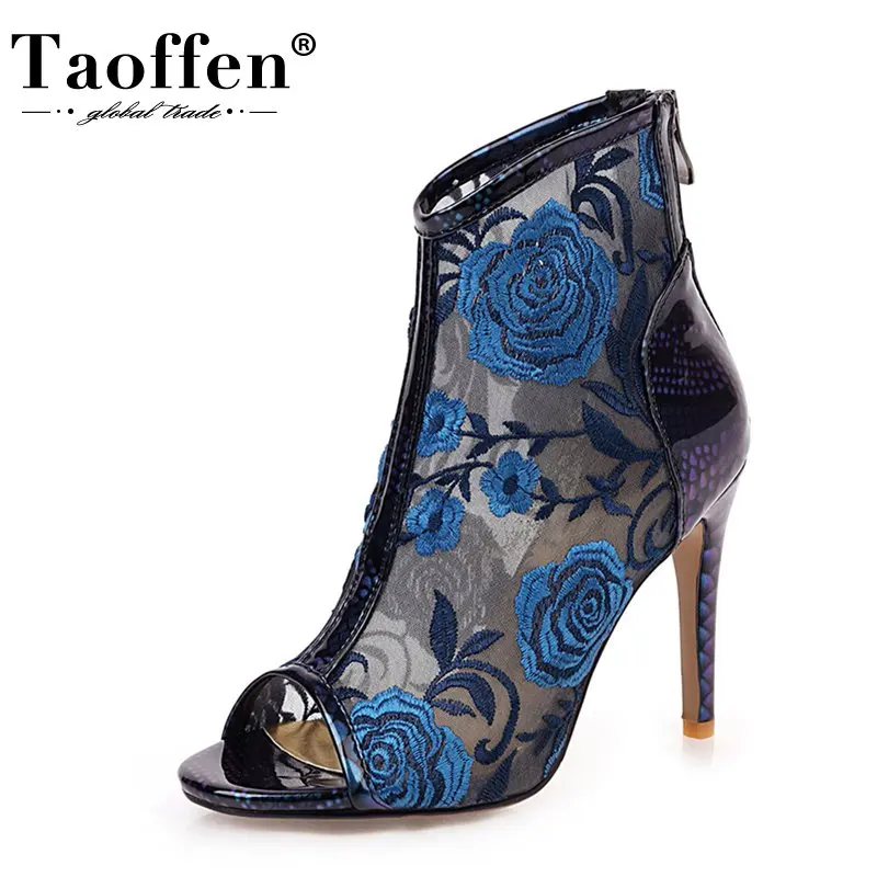 Taoffen Women Boots Summer Ankle Zipper Patchwork Shoes Fashion Daily Outdoor Party Female Footwear Size 33-46 | Обувь