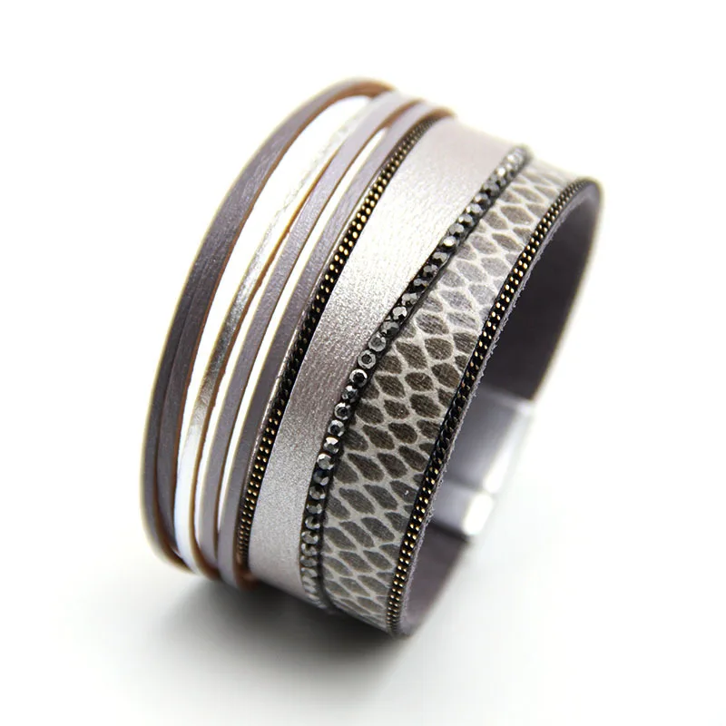 

European And American Fashion Snake Skin Inlaid Diamond Style Bracelet Jewelry Women's