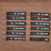 1 pcs kpop x1 laser name strip keychain frabic flash zipper puller creative han seung woo keyring hang buckle accessories