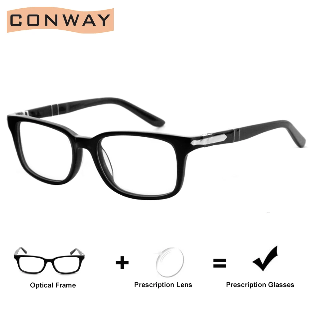 

CONWAY Prescription Rectangular Reading Glasses Eyeglasses Customized Rx Single Vision Multifocal Progressive Acetate Full Rim