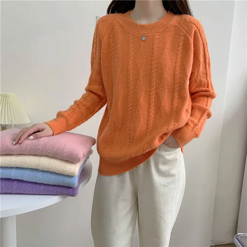 Новинка 2021 женские осенне-зимние свитера вязаная одежда оверсайз 5 цветов теплый