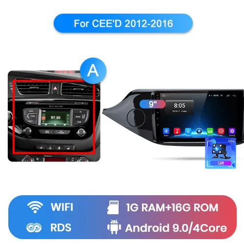 WIFI (1GB 16GB) A Junsun 2G+ 32G Android 9,0 для KIA Cee 'd CEED JD 2012 2013- Авто 2 din Радио стерео плеер Bluetooth gps навигация - Цвет: WIFI (1GB 16GB) A