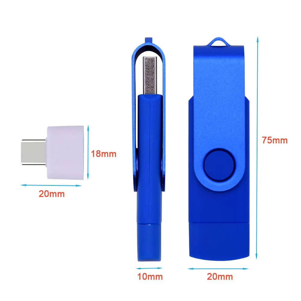 Вращающийся OTG USB флеш-накопитель 64 ГБ 2 0 для смартфона 4 8 16 32 128 micro usb устройства