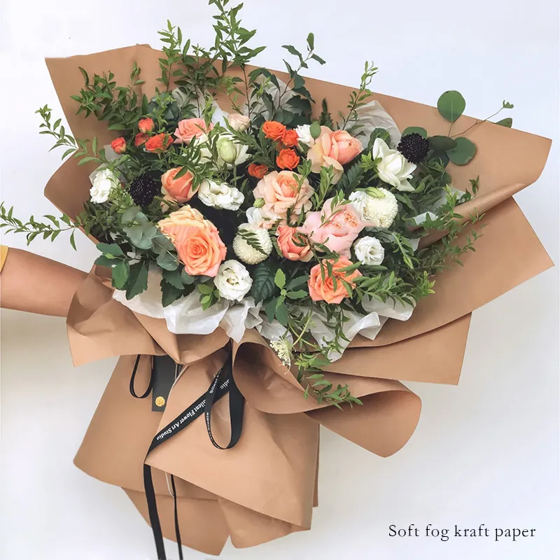 

20pcs/lot 60x60cm Soft Fog Kraft Paper Waterproof Flower Wrapping Paper Floral Shop Bouquet Packaging Paper Supplies