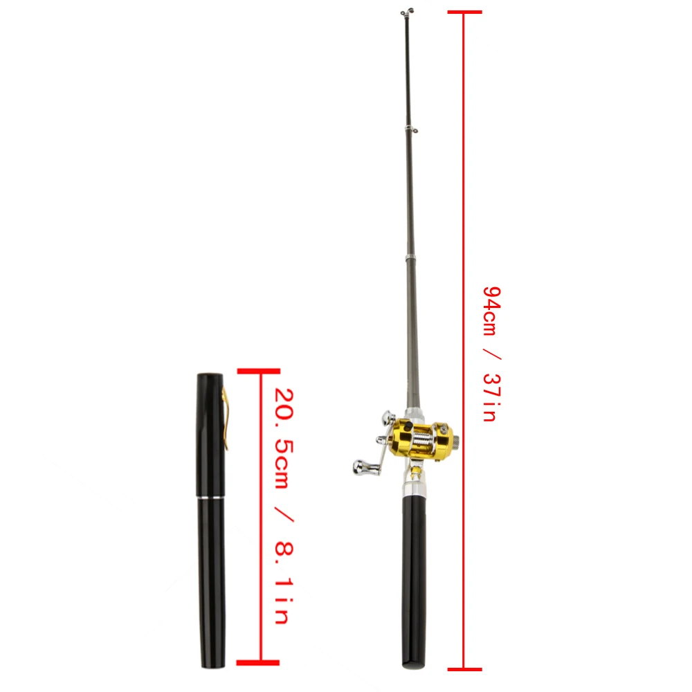 Мини карманная Удочка из алюминиевого сплава 1 м в форме ручки Рыболовная катушка