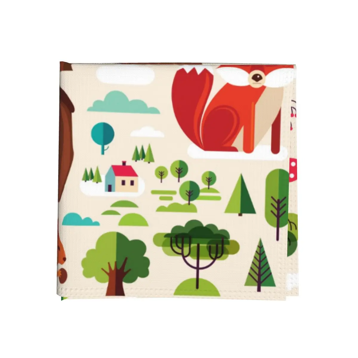Милые многоразовые салфетки с изображением лесных животных для рождества Дня