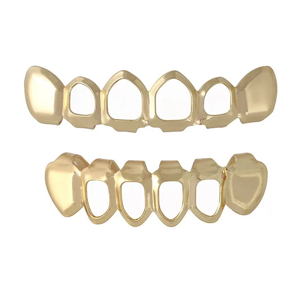 Панк серебро/золотые зубы Grillz хип-хоп грили зубной рта модные зубы шапки Косплей вечерние рэпперы грили зубы Ювелирные изделия Подарки - Окраска металла: 1 set gold