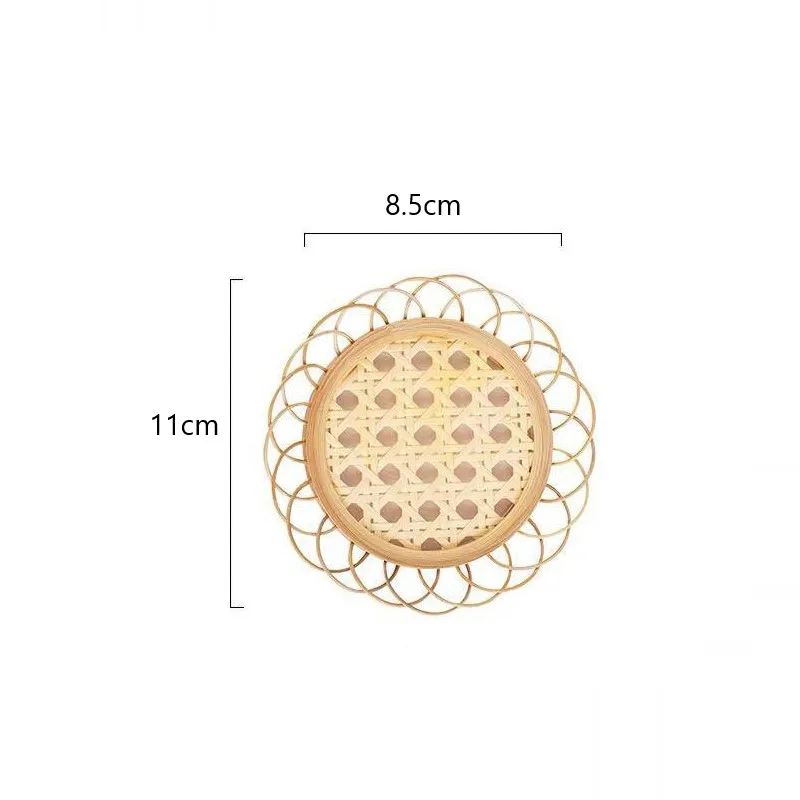 

Drink Cup Coasters Japanese Style Bamboo Woven Saucer Mat Non-slip Pot Holder Rattan Woven Cup Mat Dining Table Placemat Simple