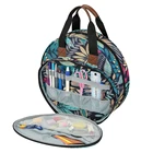 Круглая сумка с вышивкой и кленовыми листьями, синего цвета, вязаная сумка с короткими ручками, аксессуары для шитья, 2021