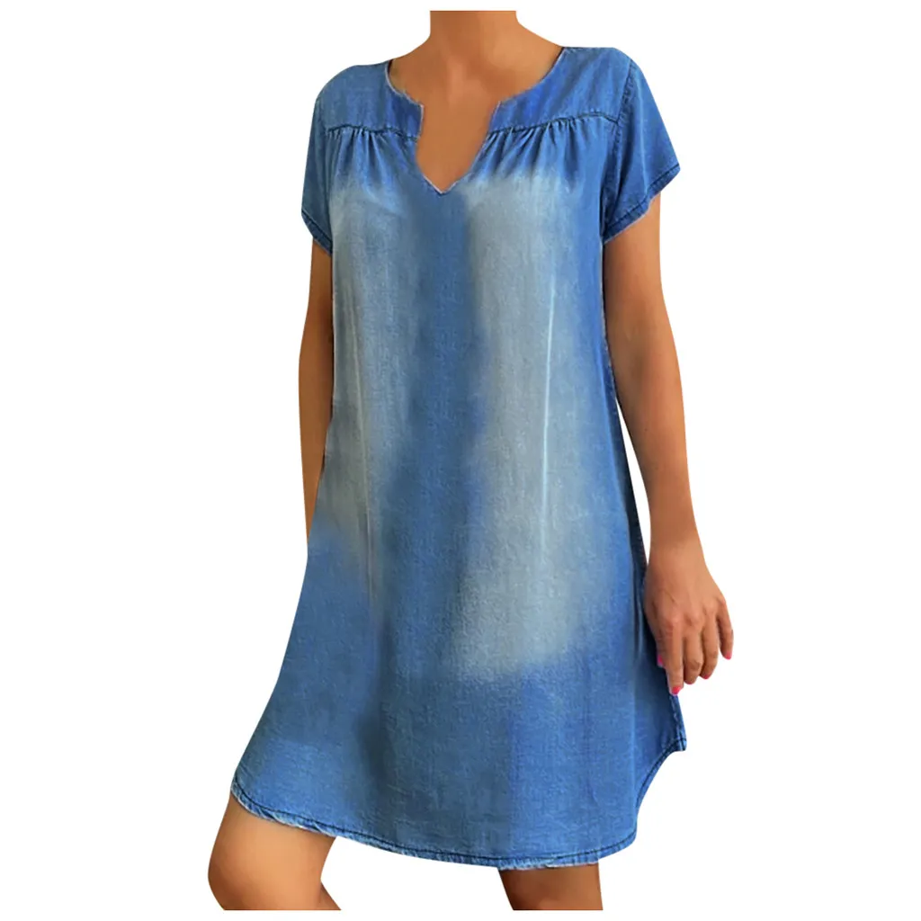 

40# 2021 Summer Dresses Women Casual V Neck Lady Denim Party Dresses Sleeveless dresses for womenVestidos Mujer Plus Size