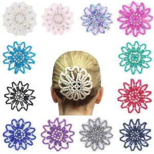 Imported 1 PC or 2PC Hand Made Crochet Pearl Elastic Hair Nets Ballet Dancing Snood Net Hair Bands Bun Covers