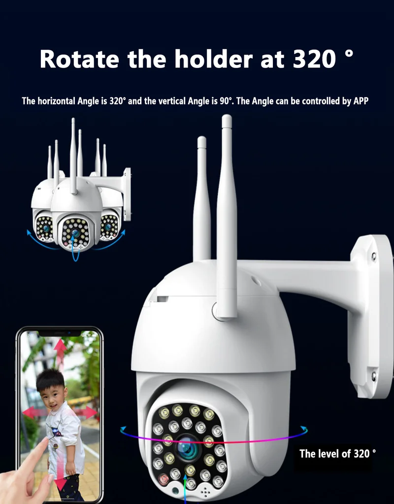 камера видеонаблюдения 1080P PTZ IP Wifi наружная скорость купольная беспроводная