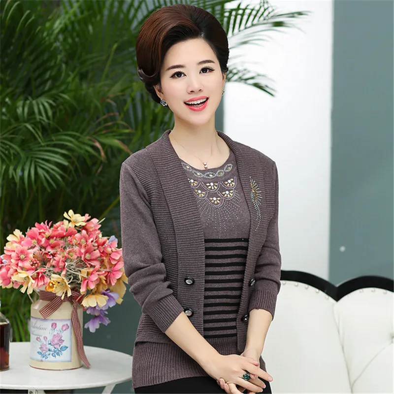 Модный вязаный свитер для мам кардиган на весну и осень вязаное пальто с