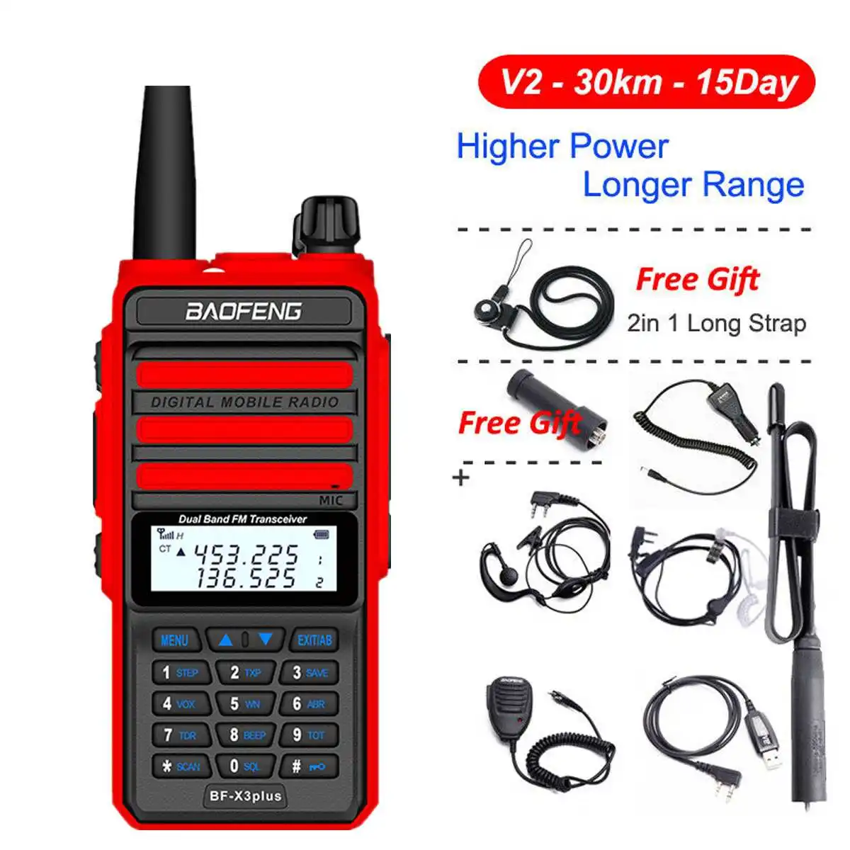 

Портативная рация Baofeng, 18 Вт, 128 каналов, VHF, UHF, Двухдиапазонная, двухсторонняя, водонепроницаемая