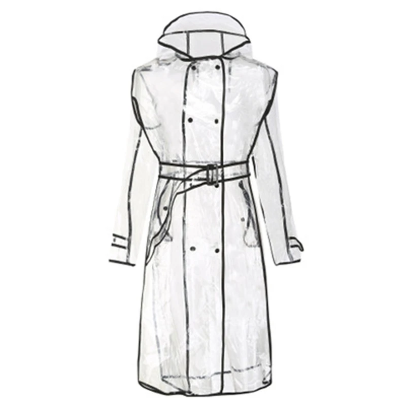 

Женский прозрачный дождевик с поясом, водонепроницаемая куртка, прозрачное дождевое пальто с капюшоном, пончо, товары для дома