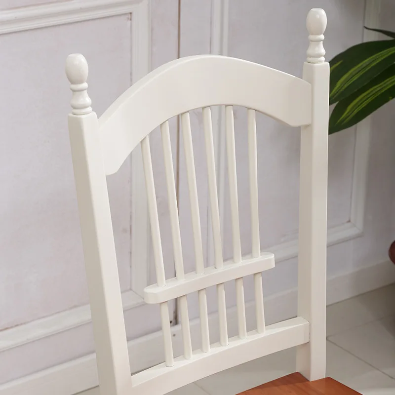 Обеденный стул из массива дерева средиземноморский белый со спинкой обеденный