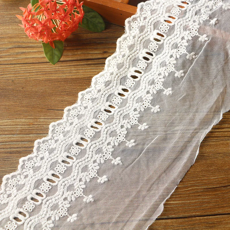 1 ярд изысканной вышивки бежевые белые хлопковые сетчатые кружевные аксессуары