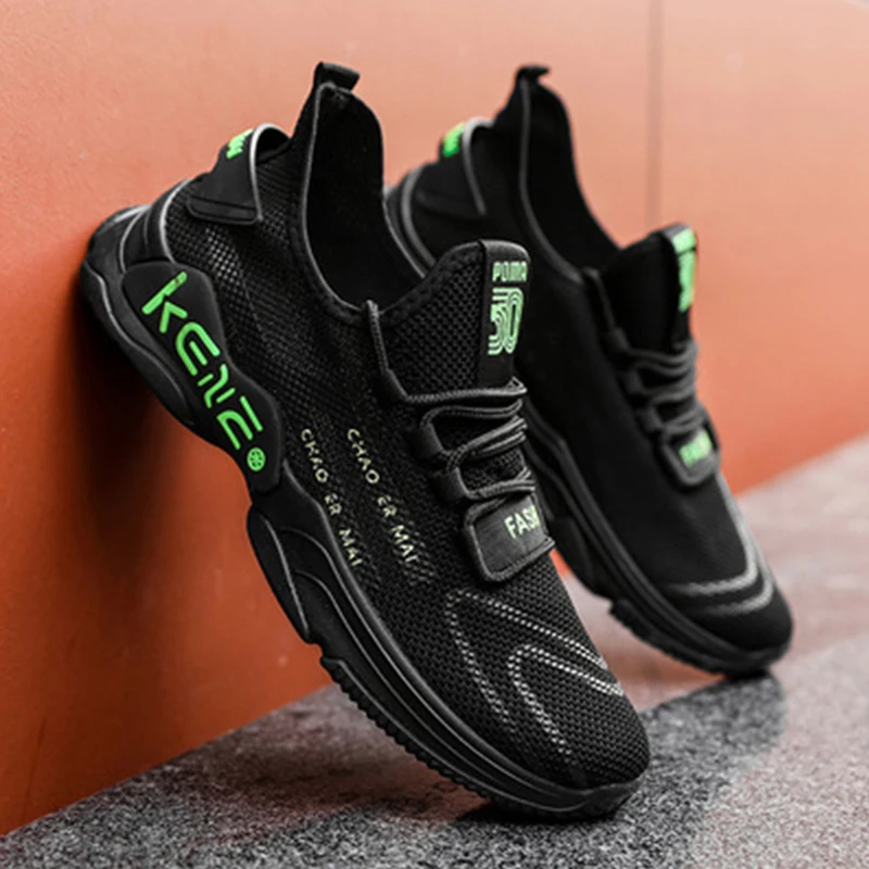 

AIRGRACIAS Running Shoes Easily Breathable Mesh Surface English Trend Sneakers Printing Eye-Catching Pattern Casual Shoes