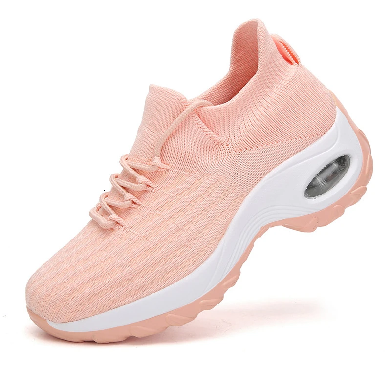 Кроссовки носки женские спортивные на шнуровке без застежки дышащие платформе