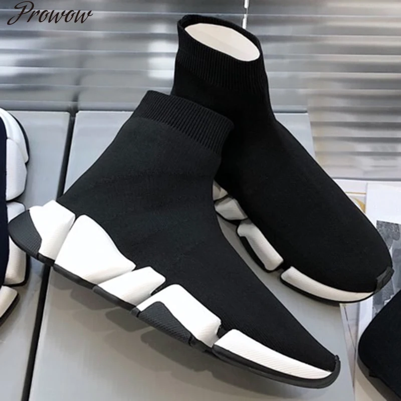 

Prowow High Top Ladies Shoes Comfortable Walking Footwear Women Casual Shoes Sneakers Fashion Man Flats Socks Shoes Man Sneakers
