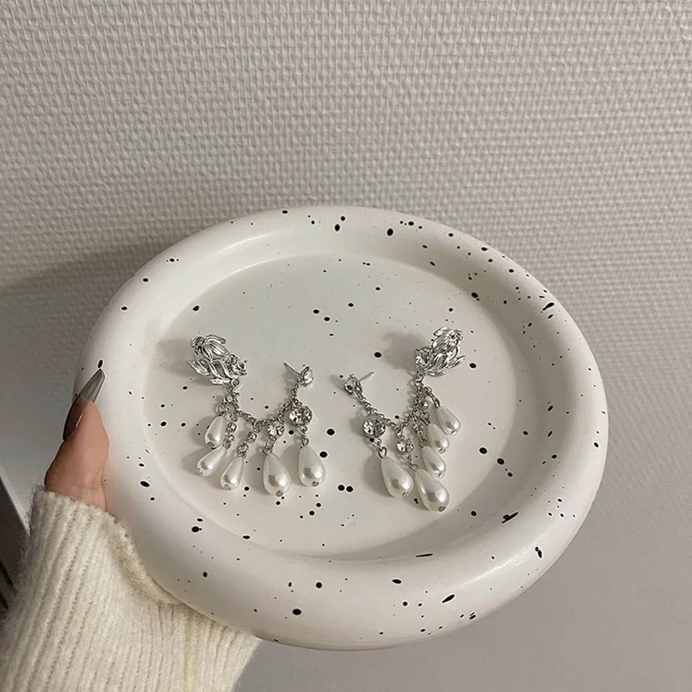 Винтажные серьги Стразы с жемчугом и кисточками цепочка клипсы свадебные