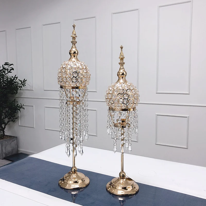 

Silver Crystal Candle Holders Luxury Wedding Decoration Table Centerpieces Candelabra Glass Stand Bougeoirs Nordic Style AC50CH
