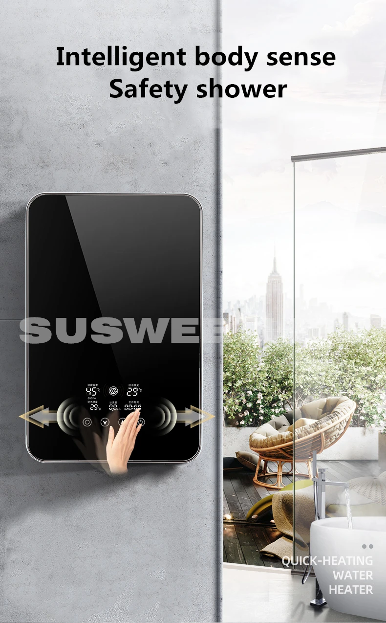 

Electric Water Heaters Small 3-second Hot Shower for Household Use One-button Startup Temperature Setting
