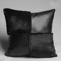 luxury pu leather artificial fur cushion cover sofa bed decor pillowcase 45cm decorative pillow cover for living room home hotel
