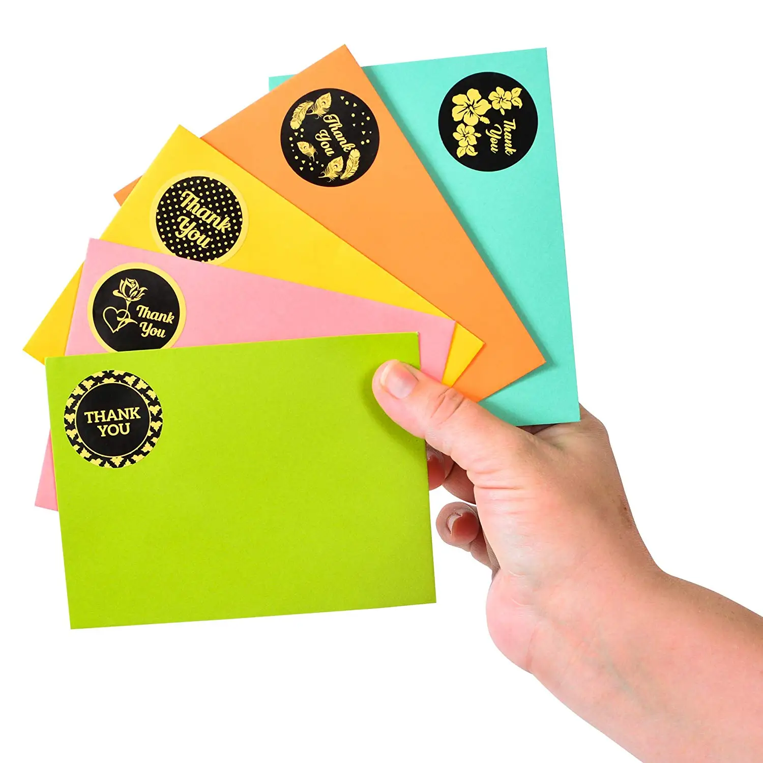 Ассорти золотых благодарственных наклеек в рулоне 5 уникальных дизайнов