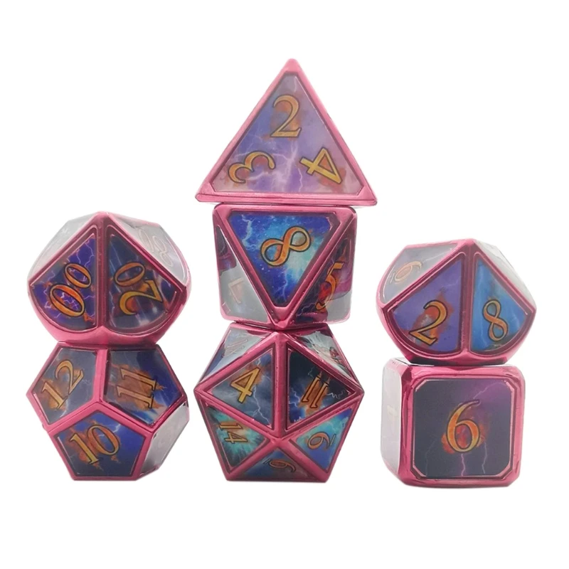 

7pcs Hot Deluxe Metal Dice Polyhedral Board Game Dice Set for friends Party RPG MTG 24BD
