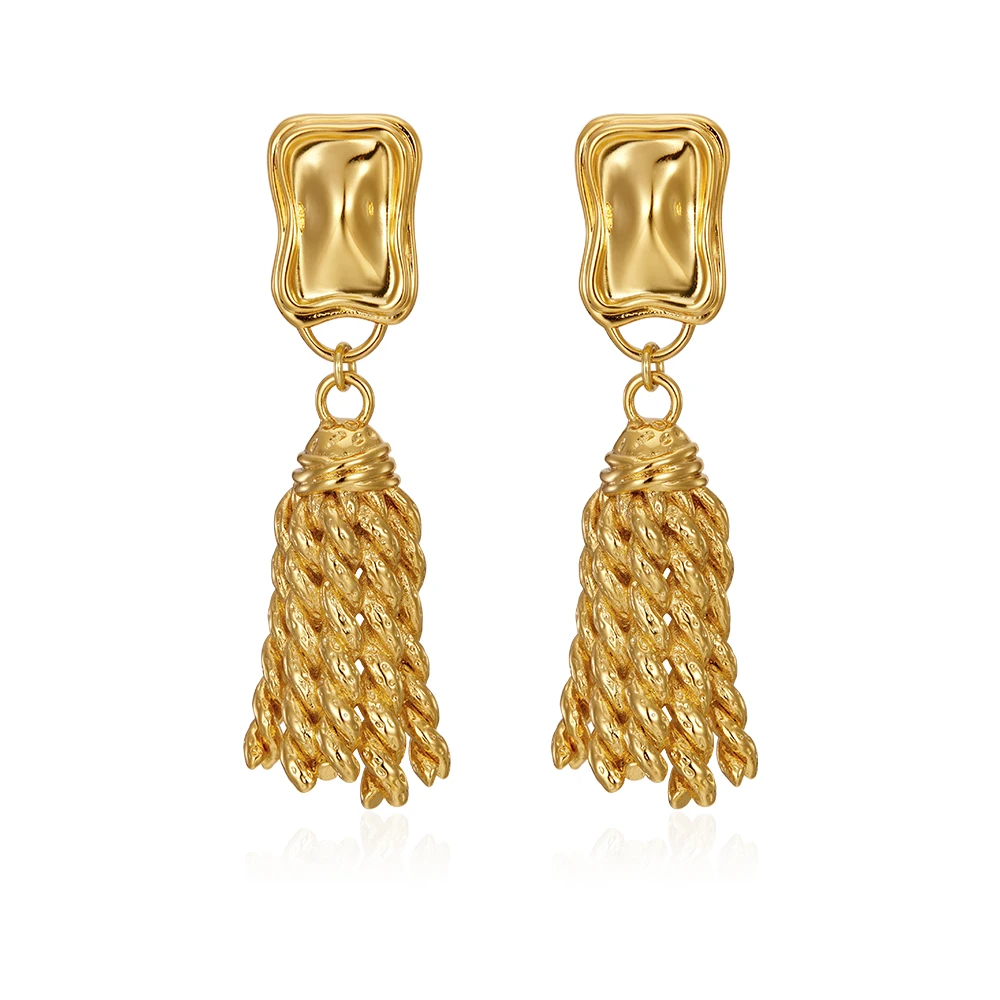 

Middle-aged fashionable high-end sense irregular hemp knots earrings new silver needle earrings women