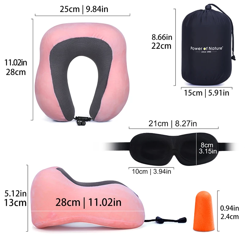 

U Shaped Memory Foam Neck Pillow With Eye Masks Earplugs Slow Rebound Neck Cervical Support Cushion Car Airplane Travel Pillow