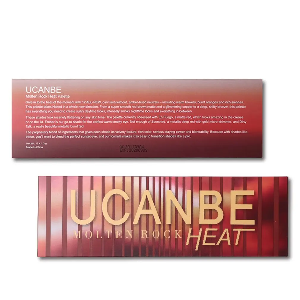 UCANBE 12 Цвет расплавленный рок тепла тени для век Палитра пламени открытые