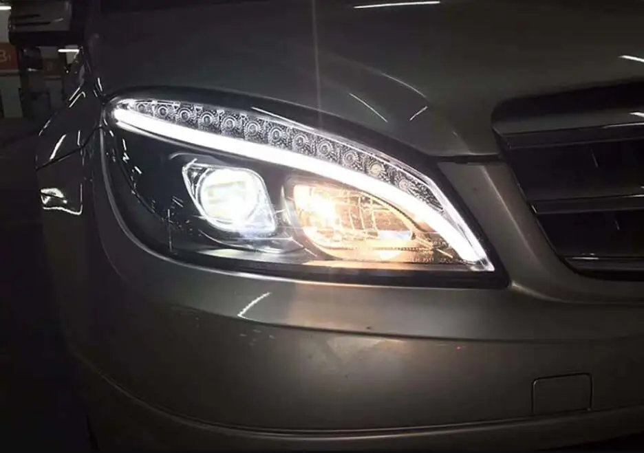 2008~ 2011y автомобильный бампер головной свет для Mercedes Benz W204 фара C180 C200 светодиодный DRL hid ксенон/галогенная лампа для W204 фары