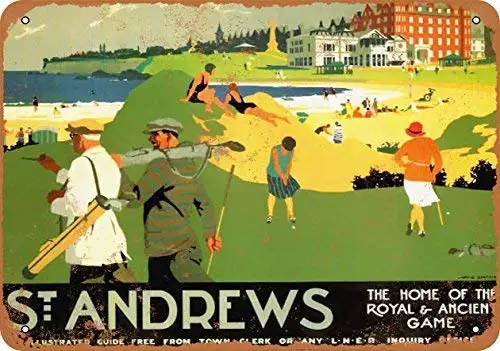 

Tin Sign New Aluminum 1927 LNER to Golf at St Andrews 11.8 x 7.8 Inch