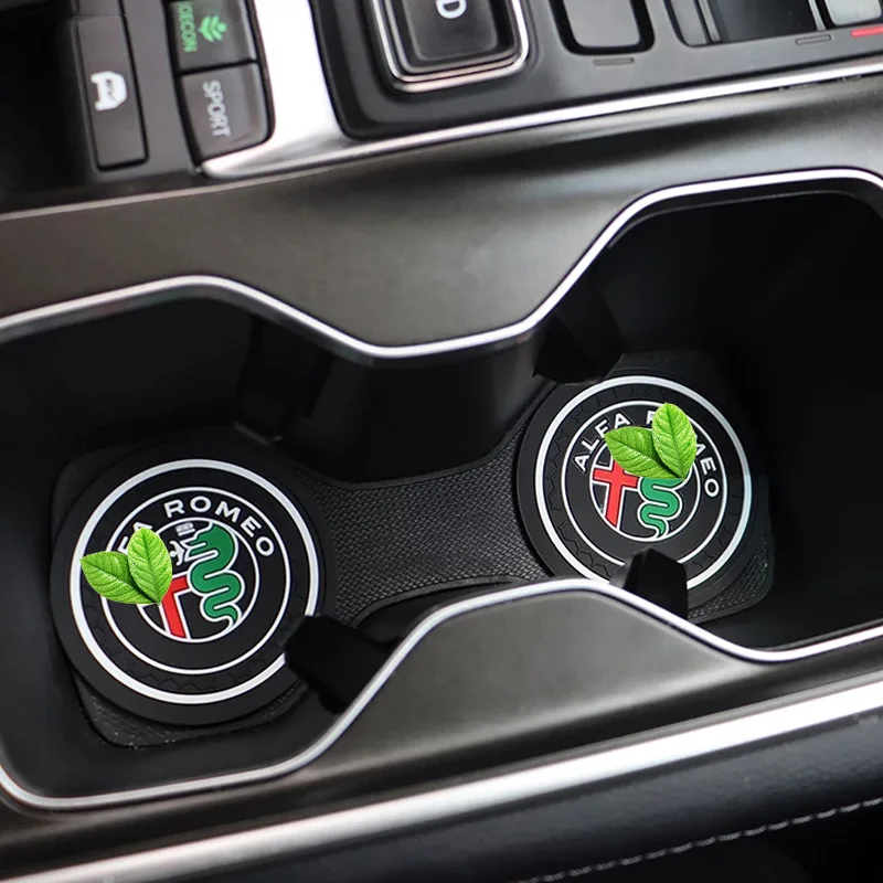 

Car Water Coaster Logo Shape Armrest Box Door Slot Pad For Alfa Romeo Giulia Stelvio Car Accessories Interior