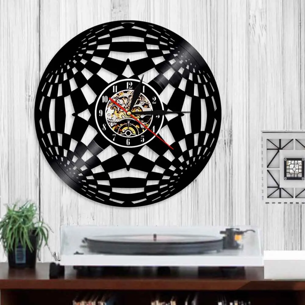 Часы Kaleidoscope LP с записью времени современные круглые виниловые настенные часы