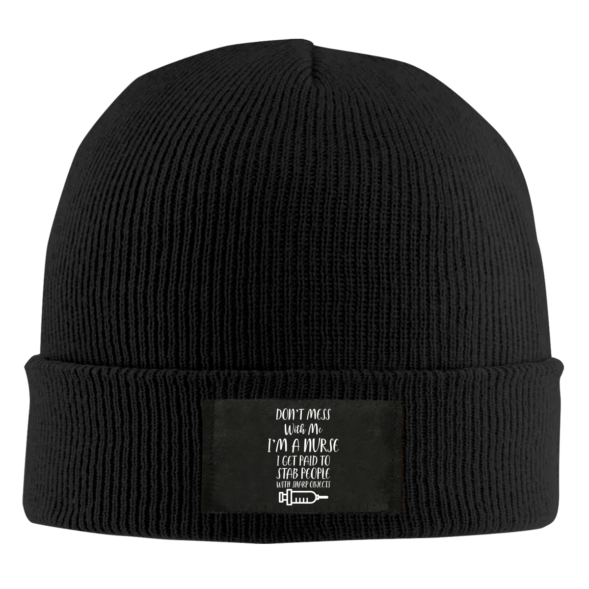 

Don't Mess With Me I'm A Nurse Beanie Hats For Men Women With Designs Winter Slouchy Knit Skull Cap