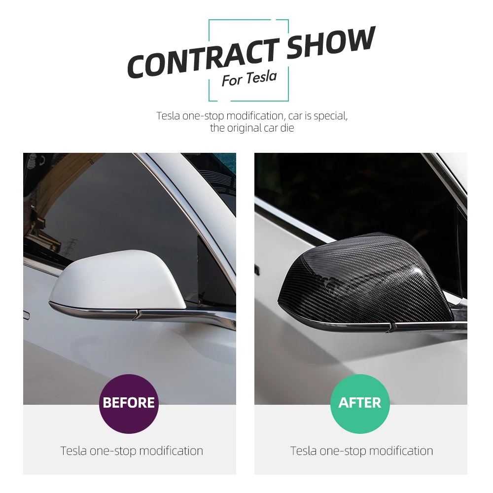 Чехол для автомобильного зеркала TEY 2 шт./компл. из углеродного волокна 2020 Tesla Model3