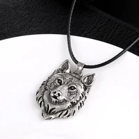 creative tibetan silver wolf head pendant necklace amulet animal fashion men gifts jewelry 1pcs