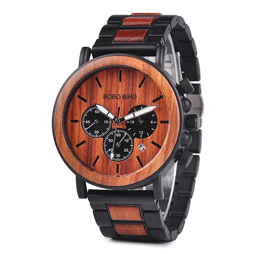 jp09-3 BOBO BIRD relogio masculino роскошные мужские часы металлические деревянные наручные часы с хронографом кварцевые часы на заказ Рождественский подарок J-Q26 - Цвет: jp09-3
