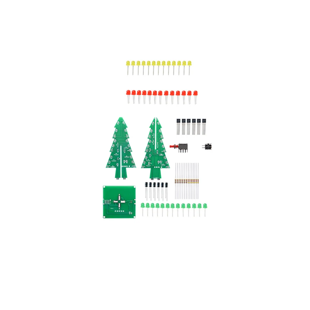 

1 SET Three-Dimensional 3D Christmas Tree LED DIY Kit Red/Green/Yellow LED Flash Circuit Kit Electronic Fun Suite