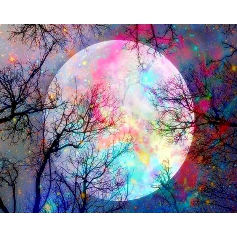 GATYZTORY 5D алмазная вышивка с Луной живопись Ночной пейзаж новогодние искусственные