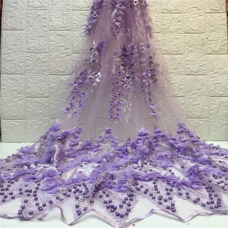 3D цветок африканская кружевная ткань высокого качества французский Тюль бусины