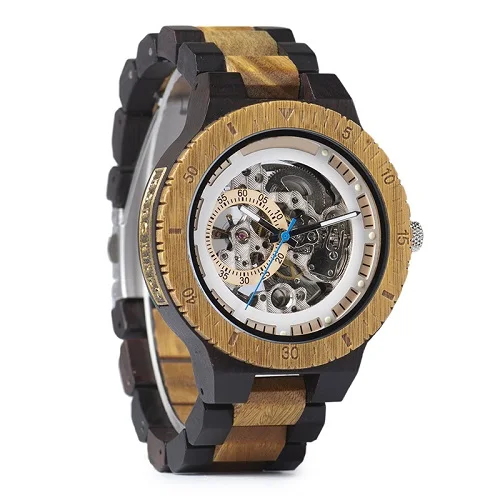 yellow BOBO BIRD автоматические часы для мужчин reloj hombre деревянные наручные часы механические часы Relogio Masculino супер большой размер в деревянной коробке - Цвет: yellow
