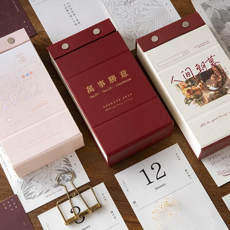 

Yoofun Desktop Calendar Red 2022 Creative Mini Desk Calendar Memo Pads Stationery Office School Supplies