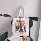 Сумка-тоут унисекс с рисунком страшного зла, демона, смерти, сатанизма, американской истории ужасов, Холщовая Сумка для покупок, Повседневная Складная сумка на плечо с принтом