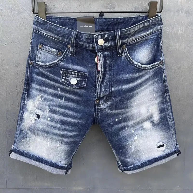 

Men Ripped Short Jeans Brand Clothing Bermuda Cotton Shorts Breathable Denim Shorts Male Destroyed Skinny Hole Short Jeans